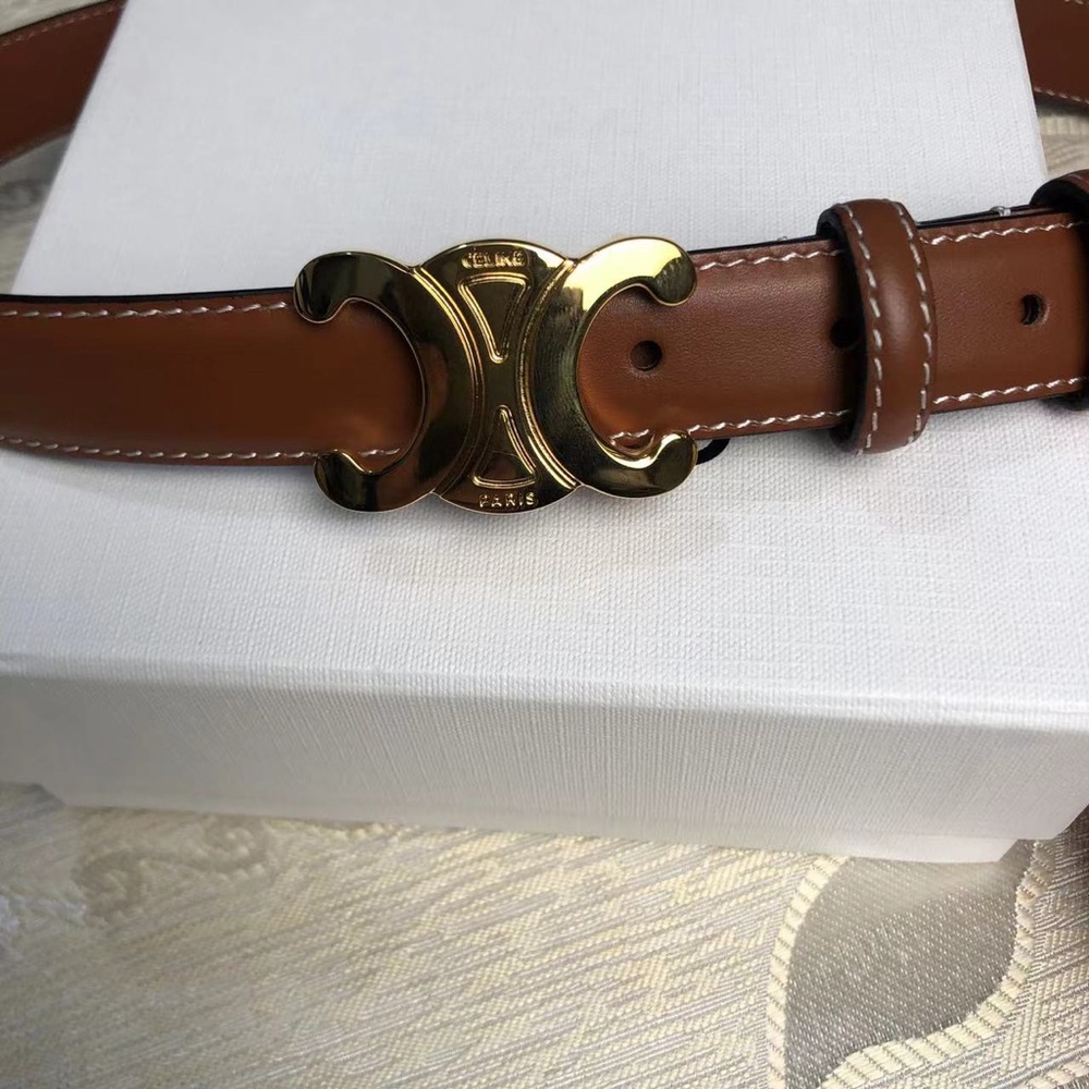 💖✨Celine Belt・Brown Leather・Gold Buckle・80cm・Box + Dust Bag - Picture 3 of 8